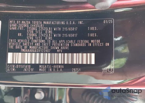 2025 Toyota Corolla Cross L from USA, damaged, VIN 7MUAAABG6SV123907